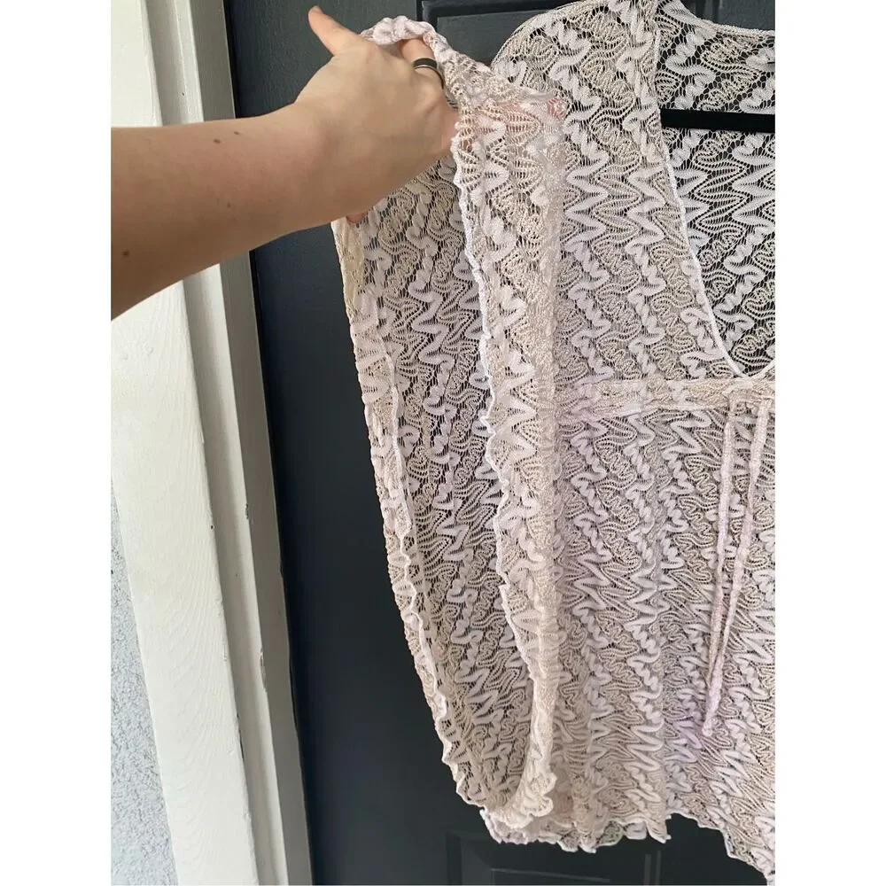 BECCA BY REBECCA VIRTUE Sundown Zigzag Crochet Tan White Tunic cover up, MP $88 - Picture 3 of 9